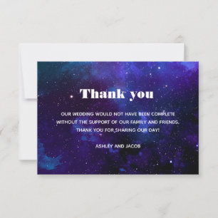Space navy wedding. Night stars. Purple universe Thank You Card
