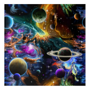 Space Nebula and Planets Acrylic Print