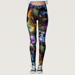 Space Nebula and Planets Leggings