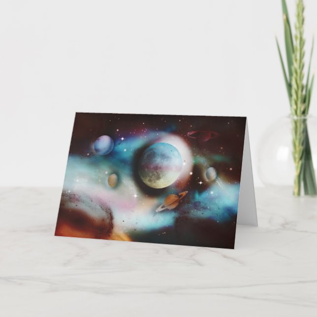 Space Nebula and stars greeting cards (Front)