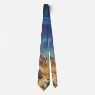 Space Nebula blue yellow Alcohol ink art  Neck Tie