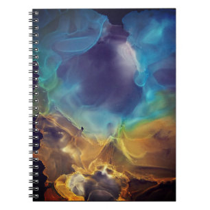 Space Nebula blue yellow Alcohol ink art Notebook