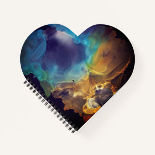 Space Nebula blue yellow Alcohol ink art Notebook