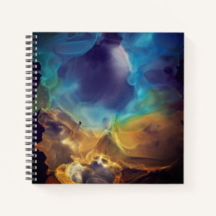 Space Nebula blue yellow Alcohol ink art Notebook