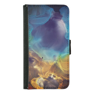 Space Nebula blue yellow Alcohol ink art Samsung Galaxy S5 Wallet Case