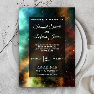 Space Nebula Colorful Galaxy Wedding Invitation