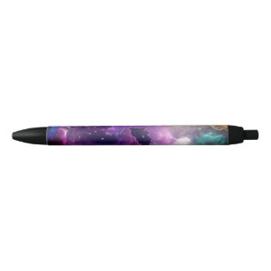 Space Nebula pink and purple, stars Alcohol ink Pen