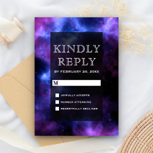 Space Nebula Purple Galaxy RSVP Card