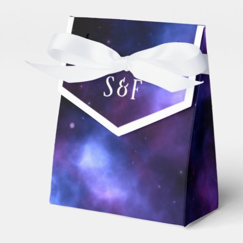 Space Nebula Purple Galaxy Wedding Favor Boxes