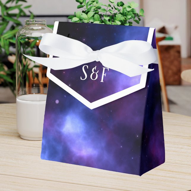 Space Nebula Purple Galaxy Wedding Favor Boxes (Creator Uploaded)