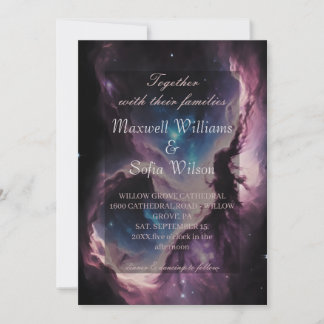 Space Nebula Purple Galaxy Wedding Invitation