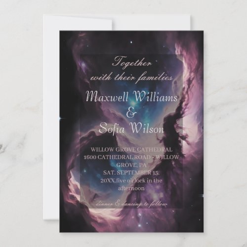 Space Nebula Purple Galaxy Wedding Invitation