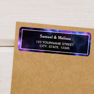 Space Nebula Purple Galaxy Wedding Label