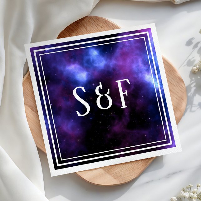 Space Nebula Purple Galaxy Wedding Paper Napkins (Creator Uploaded)