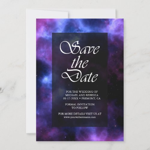 Space Nebula Purple Galaxy Wedding  Save The Date