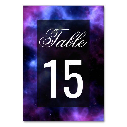 Space Nebula Purple Galaxy Wedding Table Number