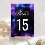 Space Nebula Purple Galaxy Wedding Table Number<br><div class="desc">Galaxy table number cards featuring modern typography.</div>