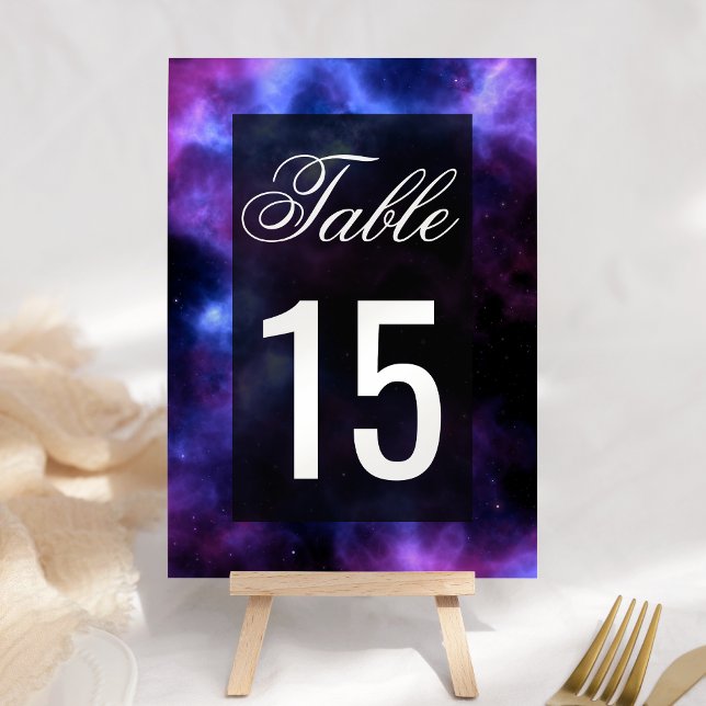 Space Nebula Purple Galaxy Wedding Table Number (Creator Uploaded)