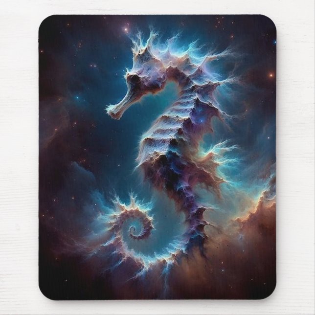 Space Nebula Seahorse Mousepad (Front)