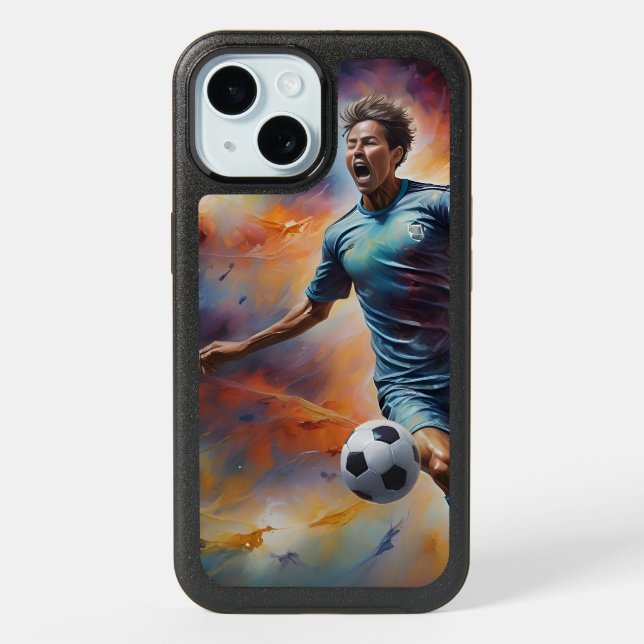 Space Nebula Soccer Shot iPhone 15 Case (Back)