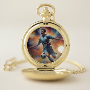 Space Nebula Soccer Shot Pocket Watch
