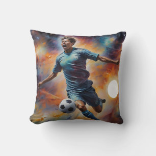 Space Nebula Soccer Shot Throw Pillow