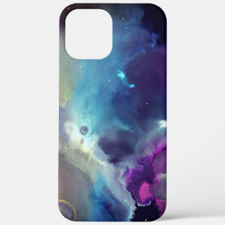 Space Nebula Yellow blue pink Alcohol ink art iPhone 12 Pro Max Case