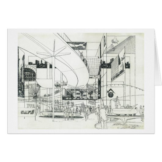 Space Needle Aerial Concept Drawing 2 Cards (Front Horizontal)