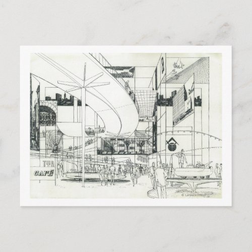 Space Needle Aerial Concept Drawing 2 Postcard