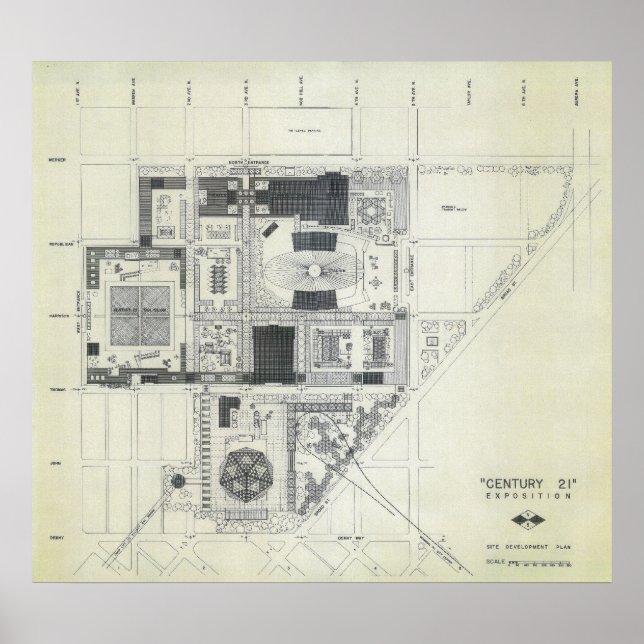 Space Needle Aerial Concept Drawing 2 Poster (Front)