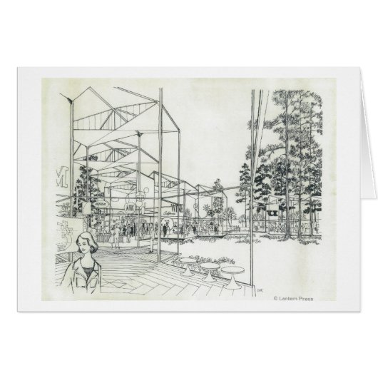 Space Needle Aerial Concept Drawing 3 Cards (Front Horizontal)