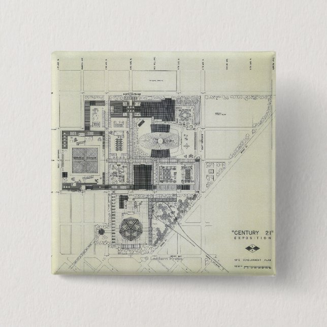 Space Needle Aerial Concept Drawing Pinback Button (Front)