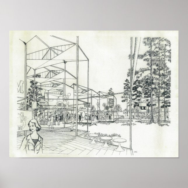 Space Needle Aerial Concept Drawing Poster (Front)