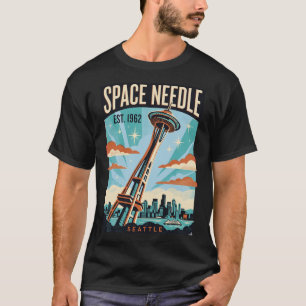 Space Needle Seattle Vintage Travel Poster Retro 7 T-Shirt