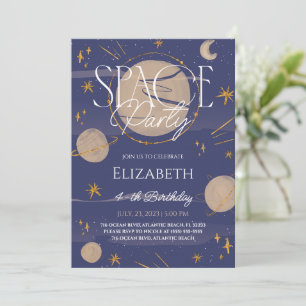 Space Night Sky Galaxy Birthday Invitation