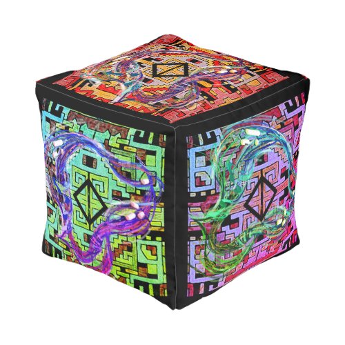 Space Nomad Geometric Cyber Pouf