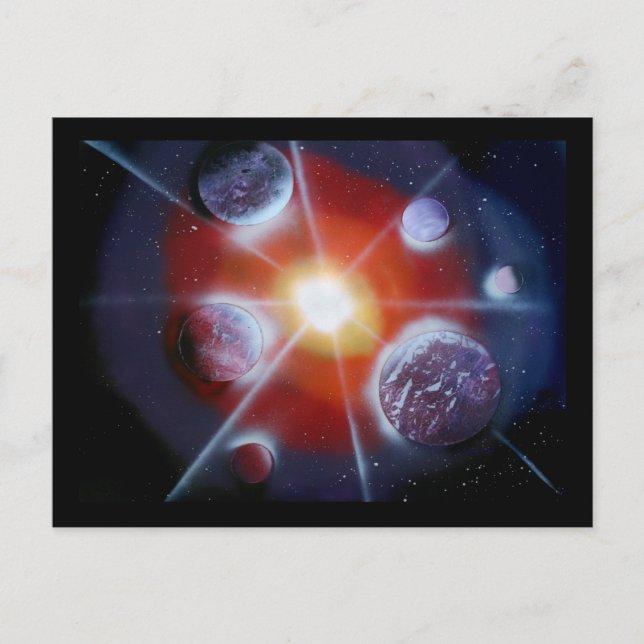 Space nova burst planets spraypainting postcard (Front)