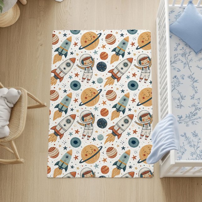Space Nursery Rug Pastel Planets & Rockets for Boy (Space Nursery Rug Pastel Planets & Rockets for Boy)