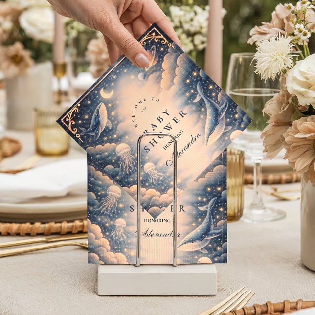 Space Ocean Whales Baby Shower Napkins (Creator Uploaded)