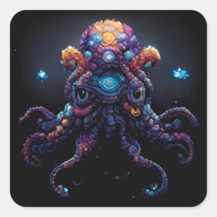Space Octopus Square Sticker