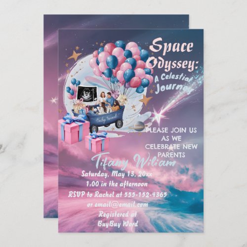 SPACE ODYSSEYCelestial journey BABY SHOWER Invitation