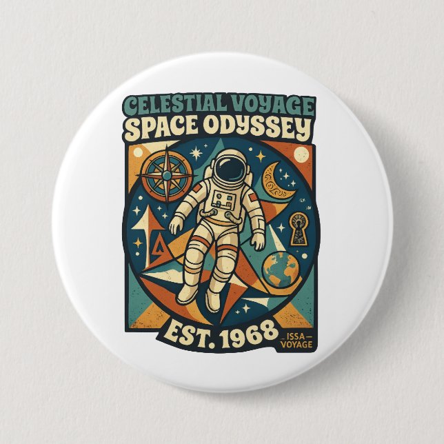 Space Odyssey – Cosmic Adventure for Space Lovers Button (Front)