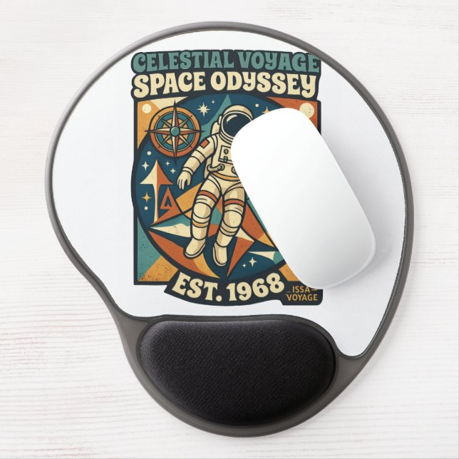 Space Odyssey – Cosmic Adventure for Space Lovers Gel Mouse Pad (Left Side)