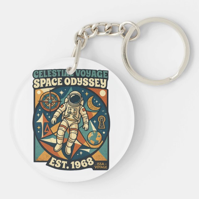 Space Odyssey – Cosmic Adventure for Space Lovers Keychain (Back)