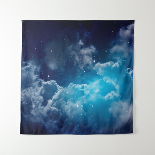 Space of night sky with cloud and starsskynightb tapestry