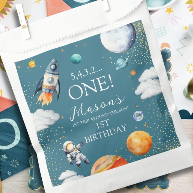 Space ONE 1st Birthday Rocket Favor Bag (Creator Uploaded)