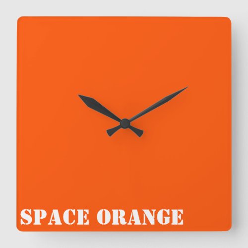 Space orange square wall clock