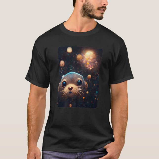 Space Otter   Cosmic Otter Pajamas Otter Space T-Shirt (Front)