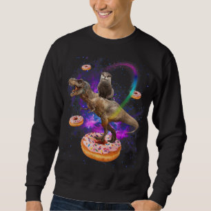 Space Otter Riding Dinosaur T-Rex Donuts Sweatshirt