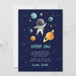 Space Outer Astronaut 2nd Birthday Thank You Card